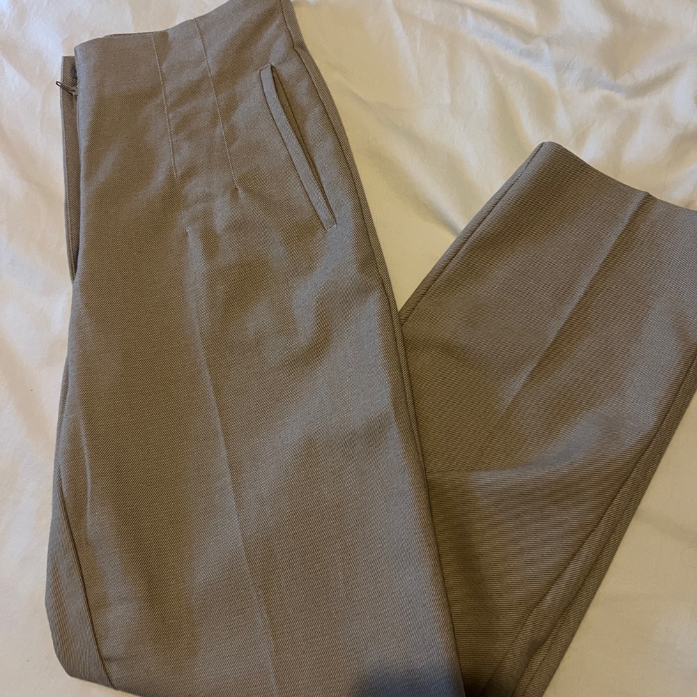 Zara Tailored Cigarette Pants – Taupe / Beige – Size L (US) – Minimal Wear